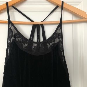 Free People Nightshade Black Velvet Fit & Flare Halter Mini Dress Size Large